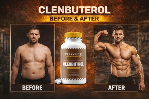 Clenbutrol vs Clenbuterol before and after body transformation banner in gym