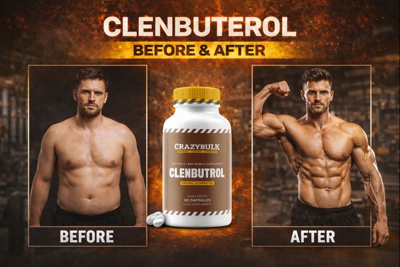 Clenbutrol vs Clenbuterol before and after body transformation banner in gym